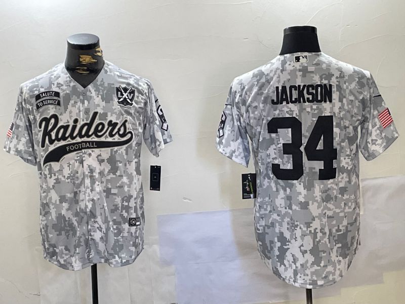 Men Oakland Raiders 34 Jackson Nike Arctic Camo 2024 Salute to Service Limited NFL Jersey style 3